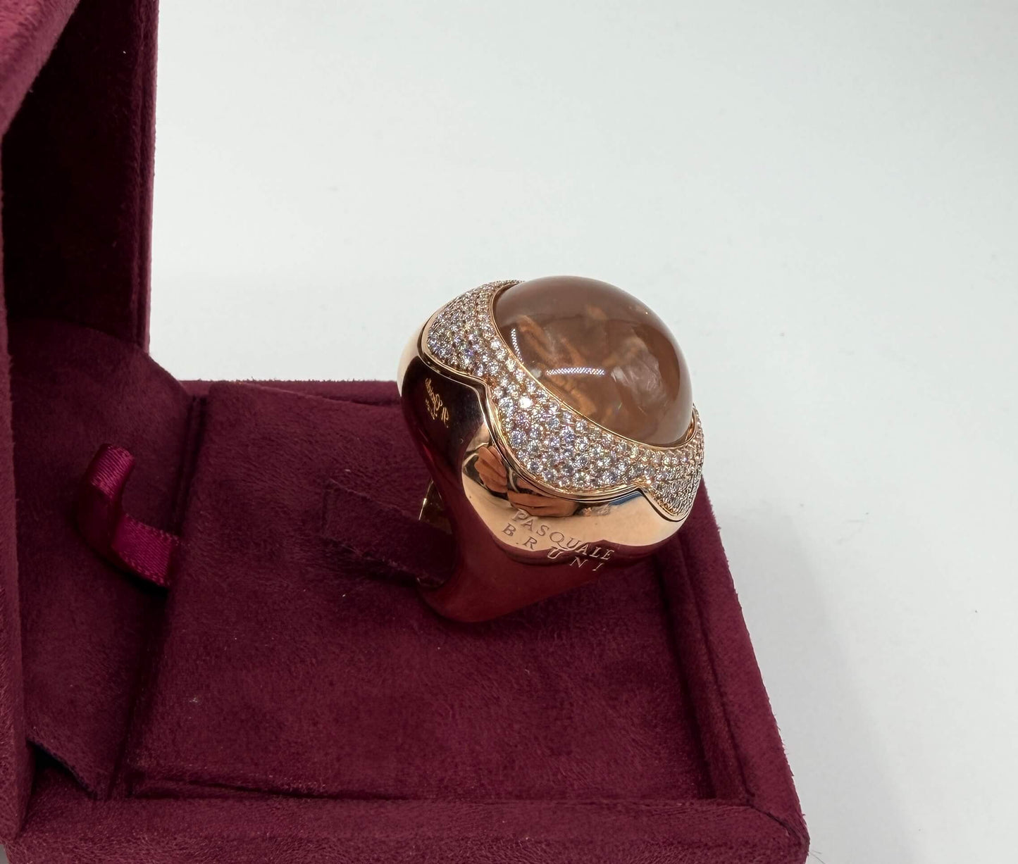 ANELLO IN ORO 18KT ROSA CON DIAMANTI E QUARZO