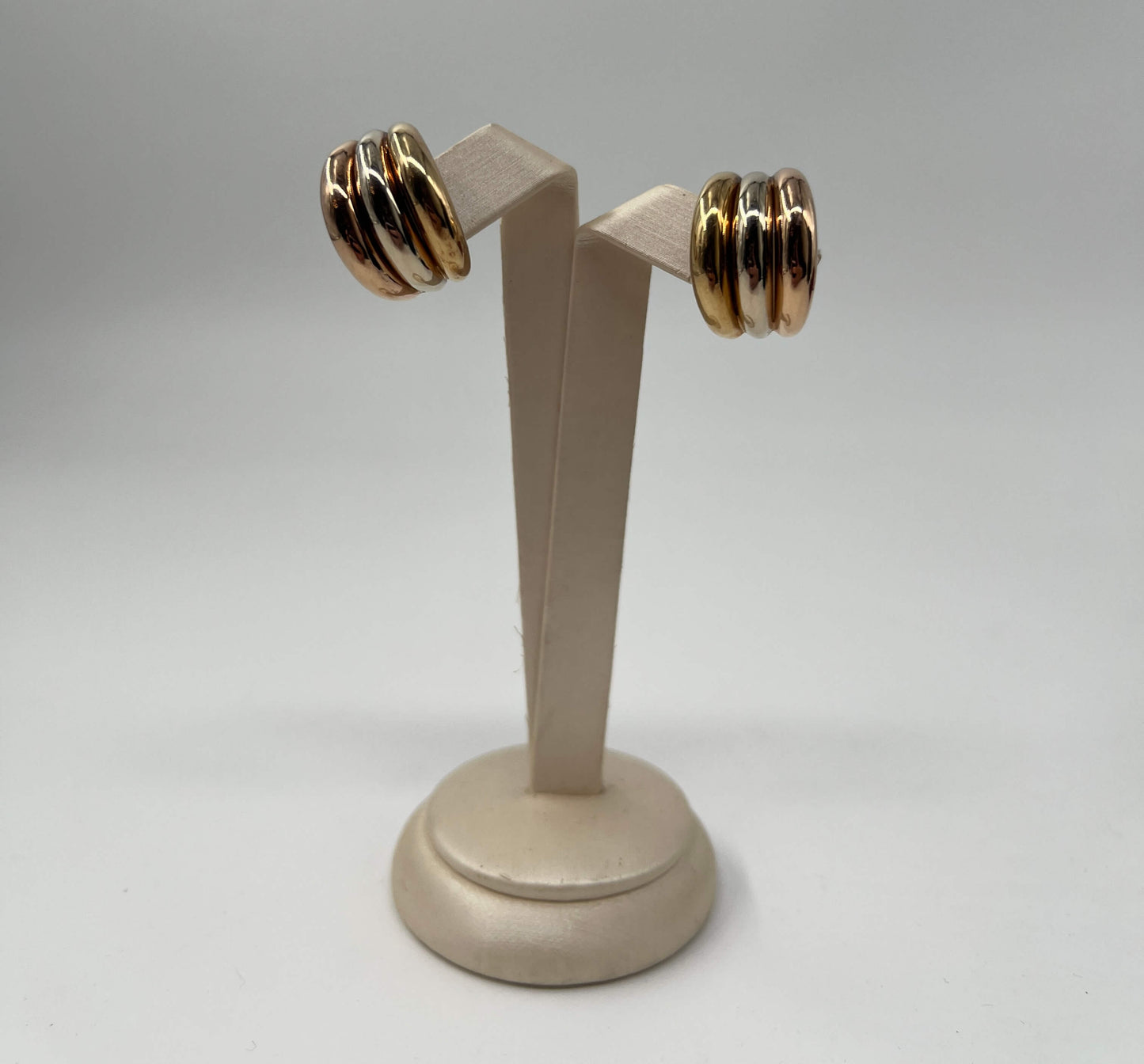COPPIA DI ORECCHINI ORO 18KT TRICOLOR