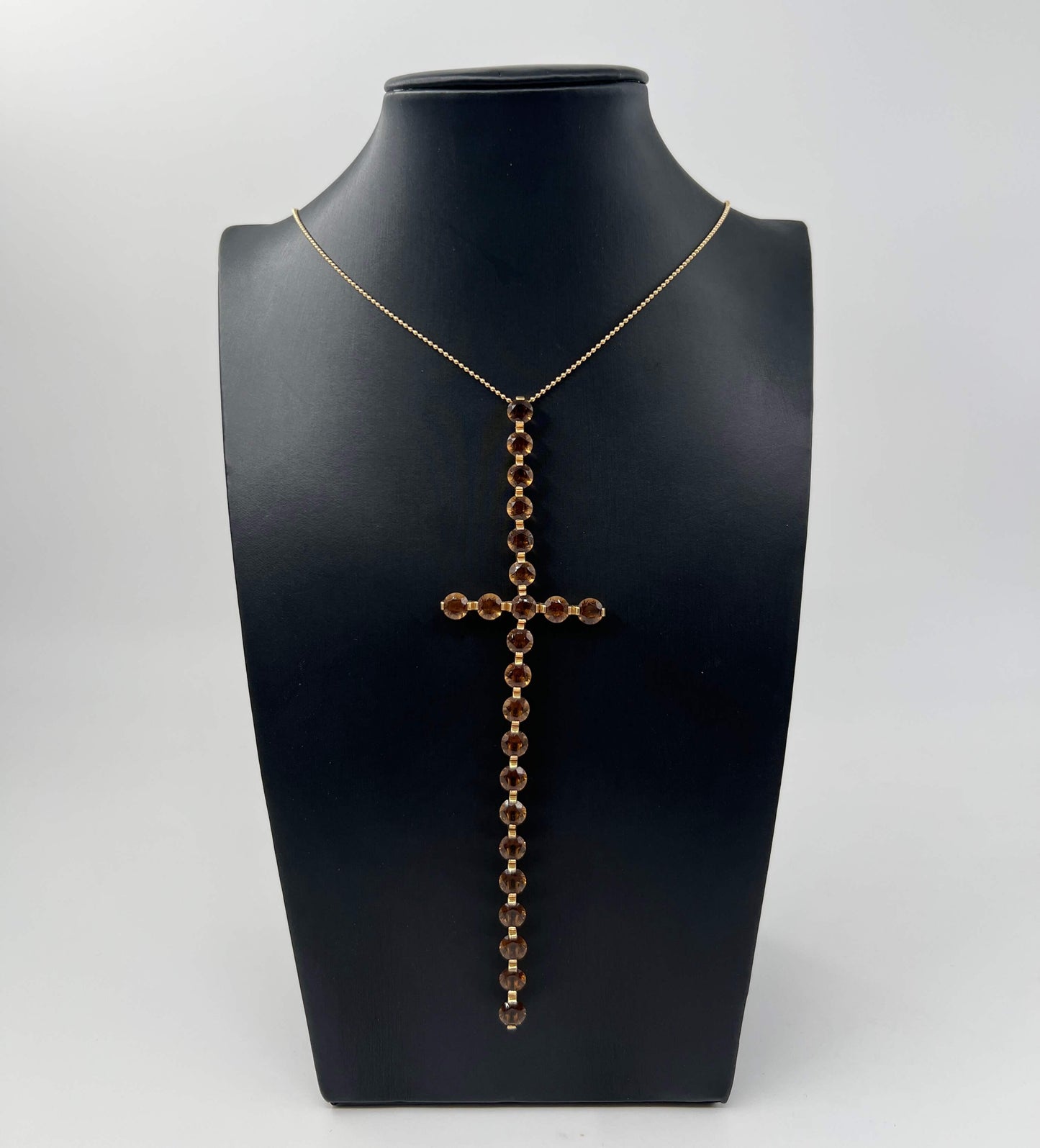 COLLANA ORO 18KT GIALLA CON QUARZI FUME'