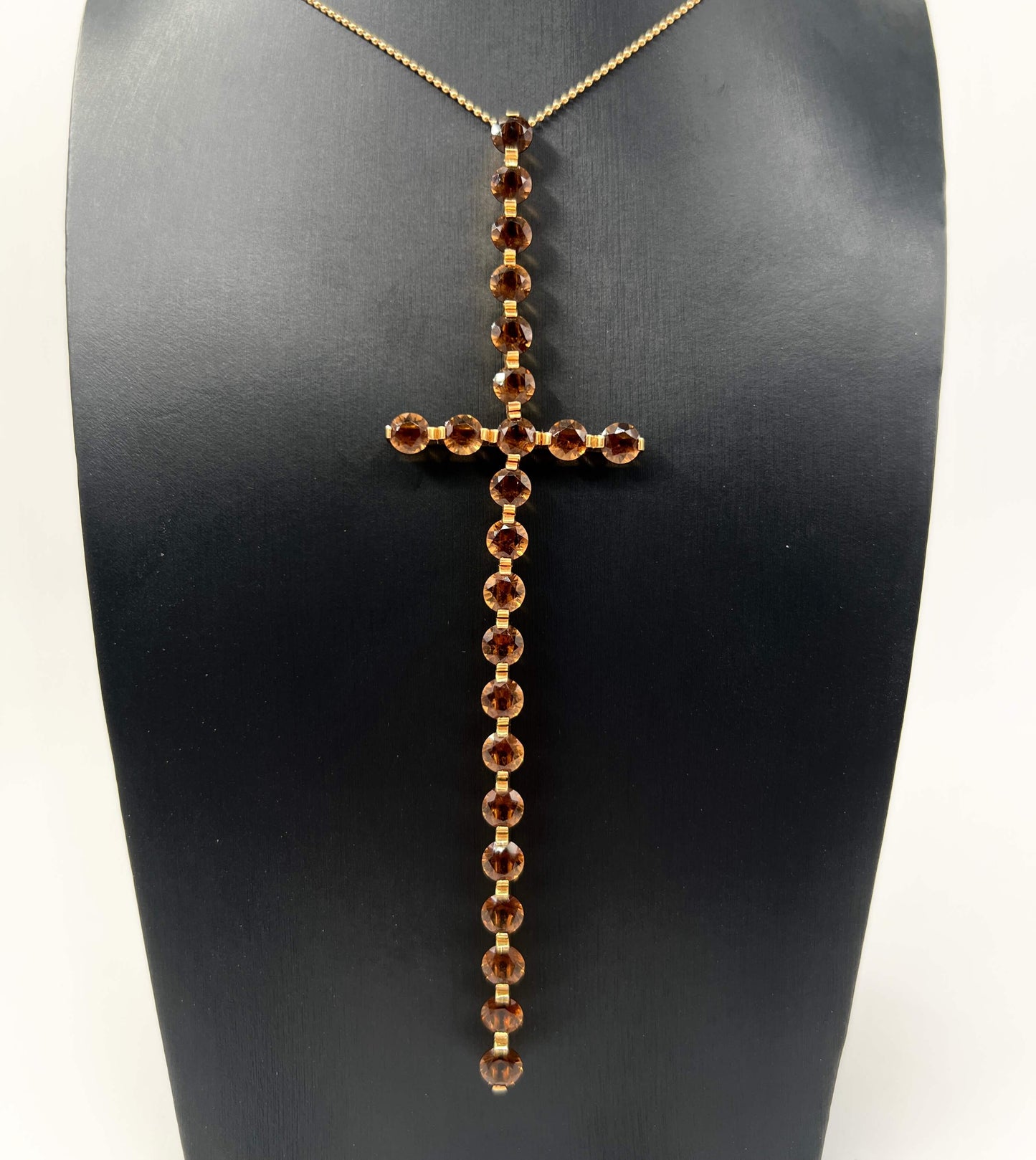 COLLANA ORO 18KT GIALLA CON QUARZI FUME'