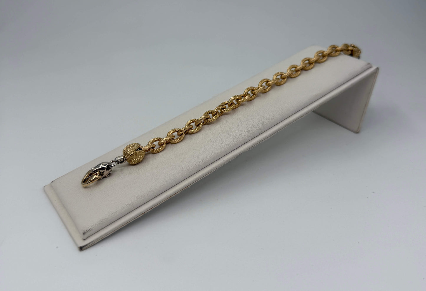 BRACCIALE ORO 18KT BICOLOR ovali zigrinati 15.09G