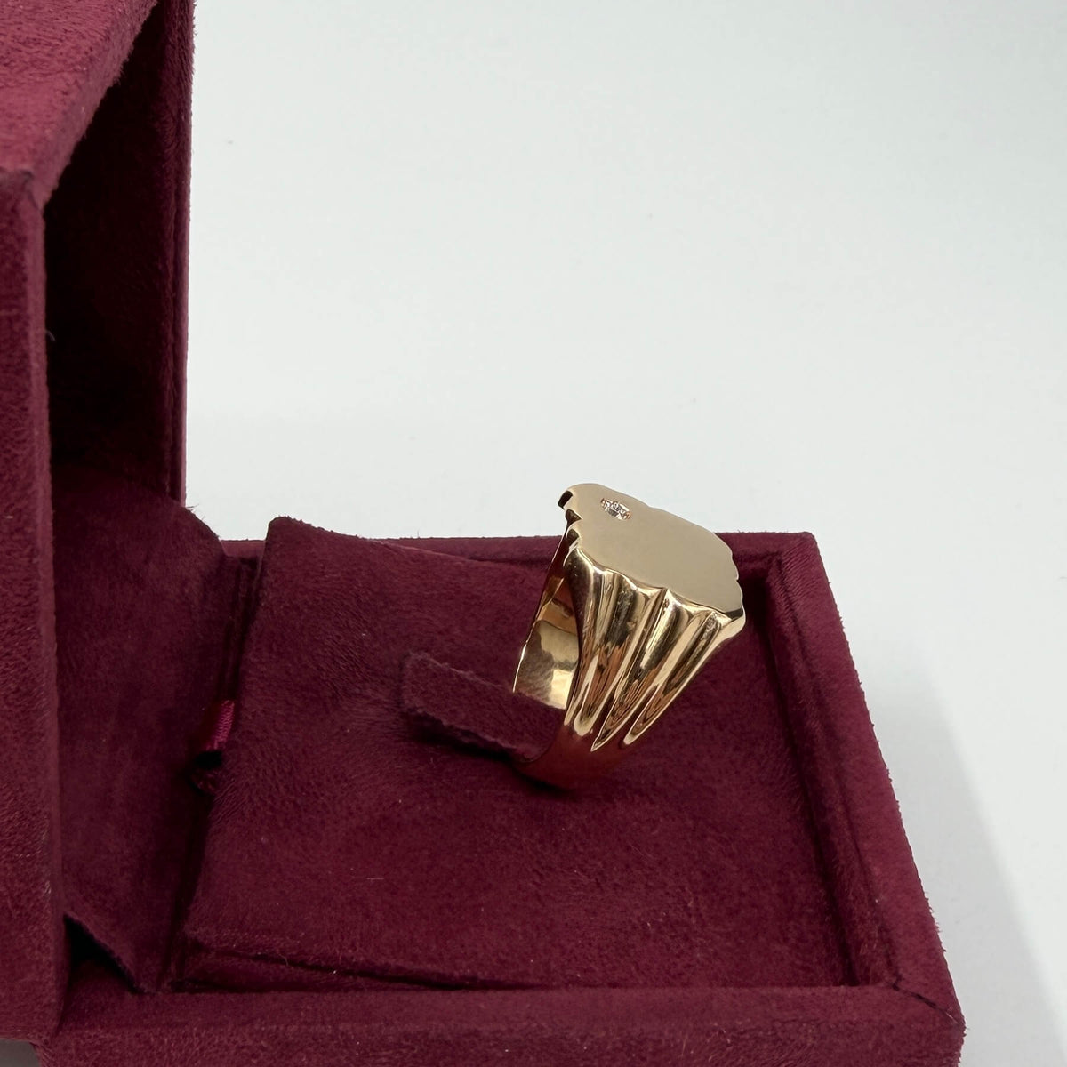 ANELLO ORO 18KT GIALLO Testa Piatta CON DIAMANTE NATURALE VS/G DA 0.03CT 12.99 gr