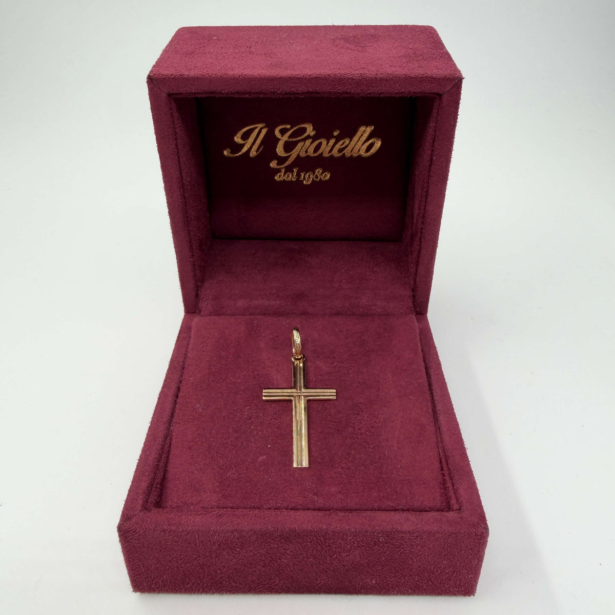 CIONDOLO ORO 18KT GIALLO Croce Rigata 1.32 gr