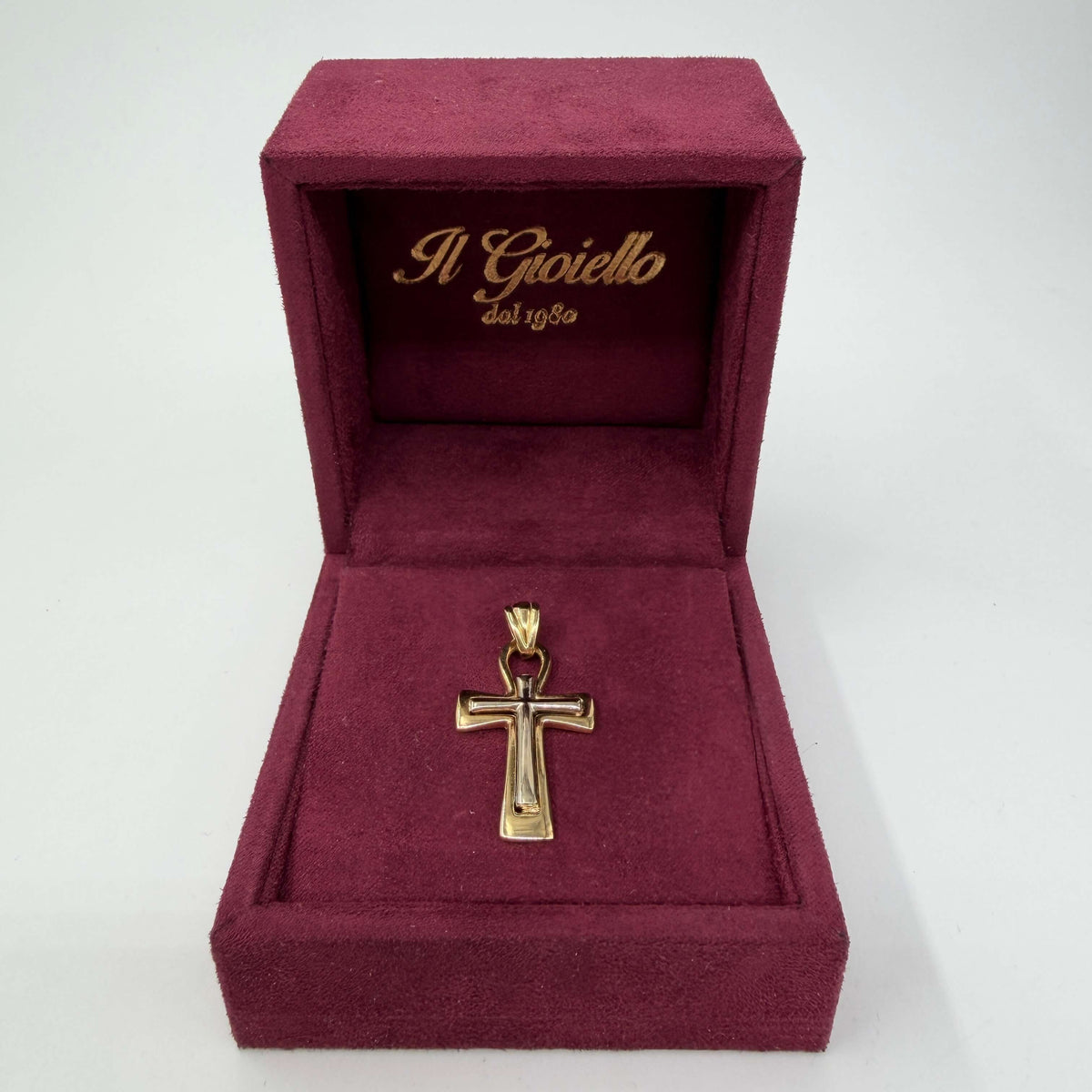 CIONDOLO ORO 18KT BICOLOR Croce Due Toni 3.83 gr