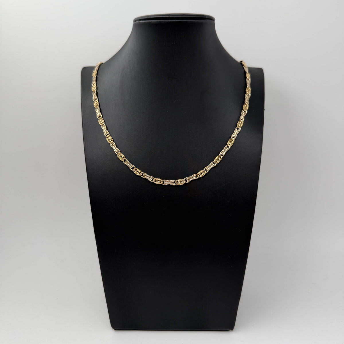 COLLANA ORO 18KT BICOLOR Infiniti Bianchi e Doppi Cerchi Gialli 12.10 gr