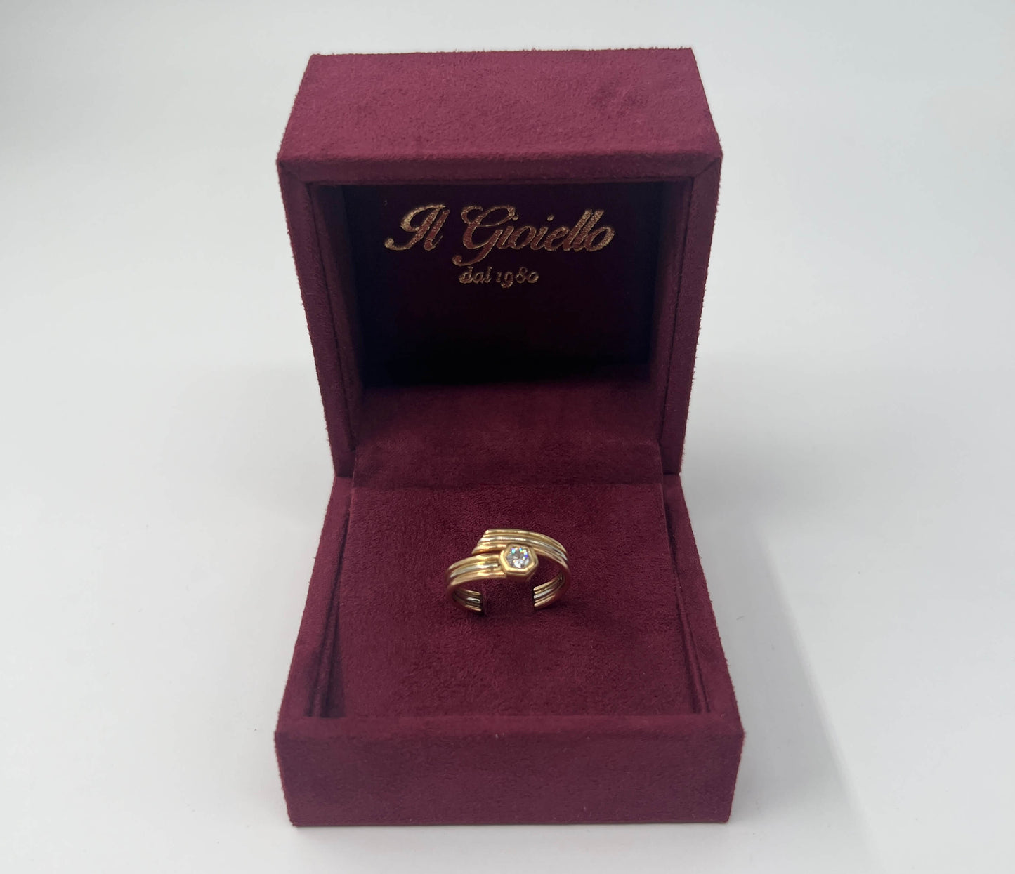 ANELLO IN ORO 18KT BICOLOR CON DIAMANTE