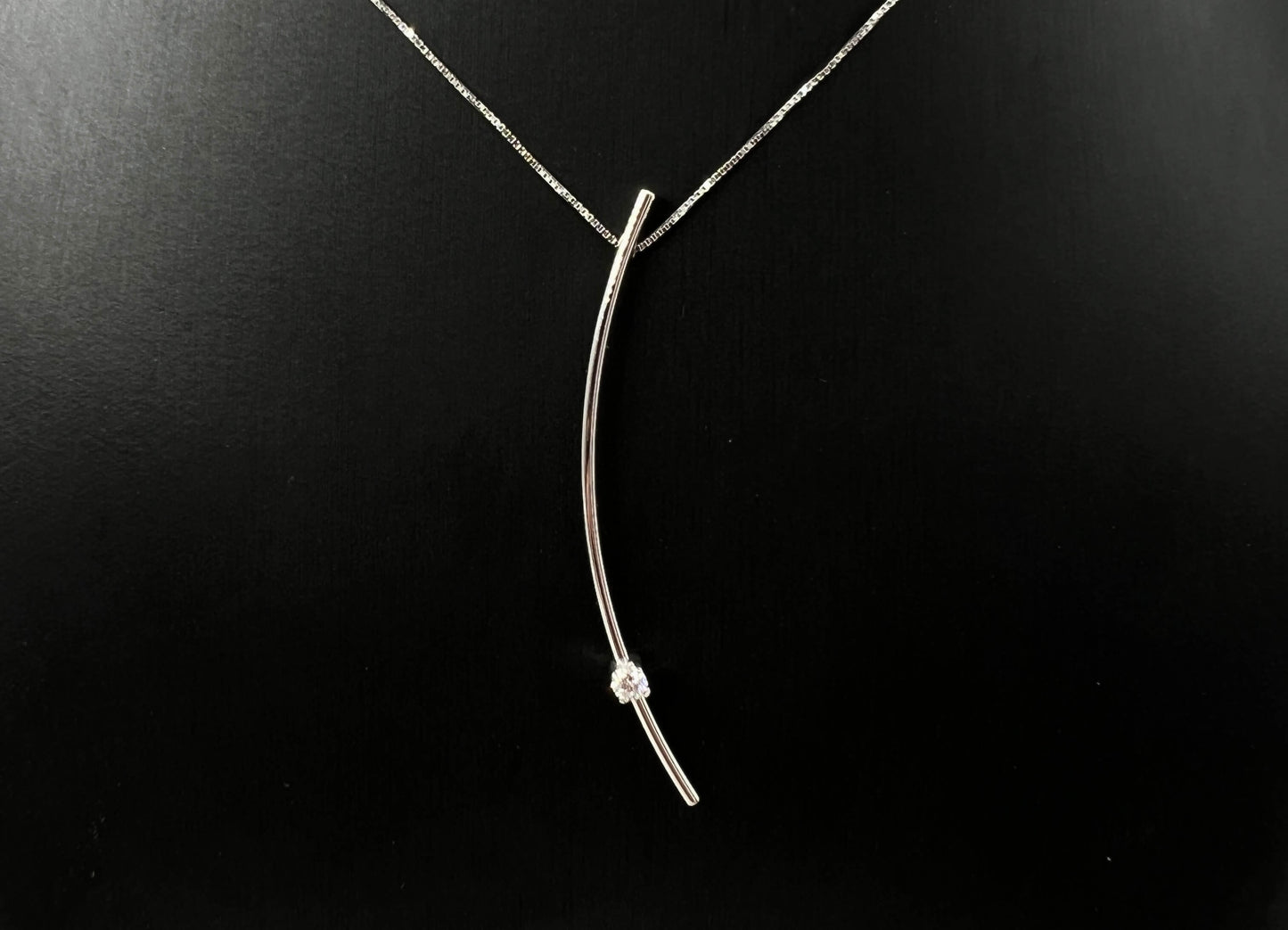 COLLANA ORO 18KT BIANCA CON DIAMANTE
