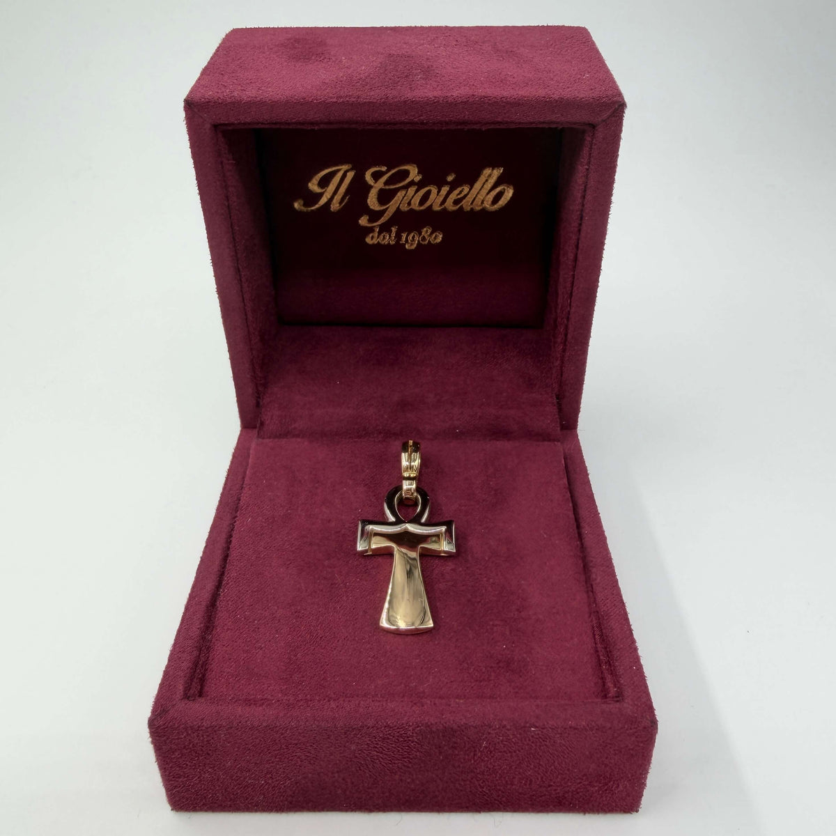 CIONDOLO ORO 18KT BICOLOR Croce Egizia 5.57 gr