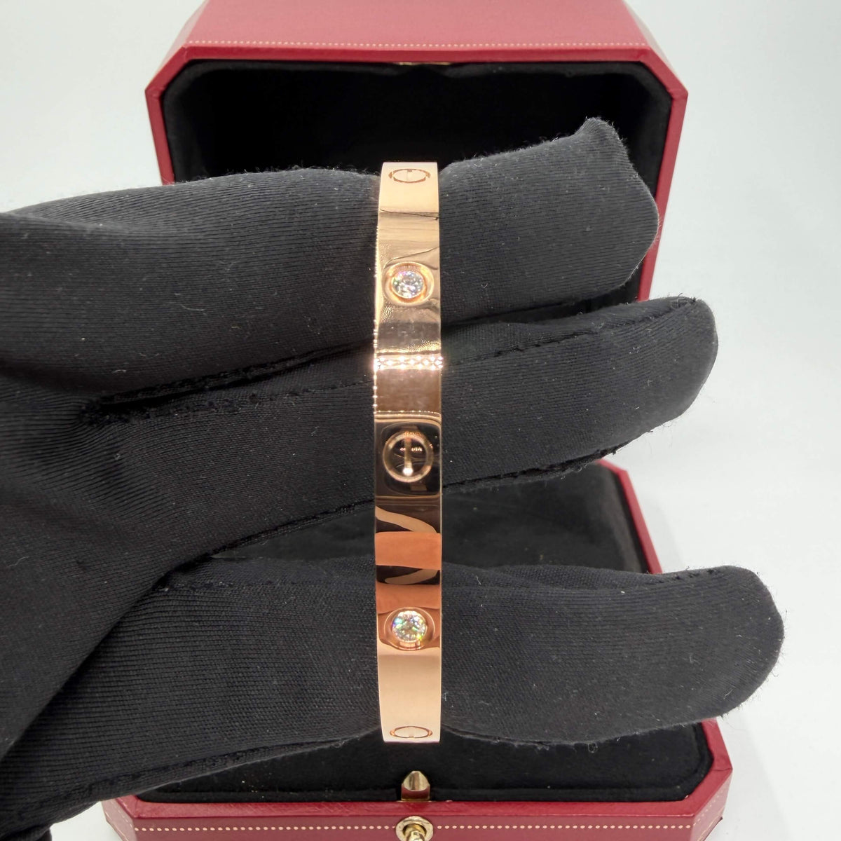 BRACCIALE ORO 18KT ROSA Cartier Love Classico 4 Diamanti 33,41 gr