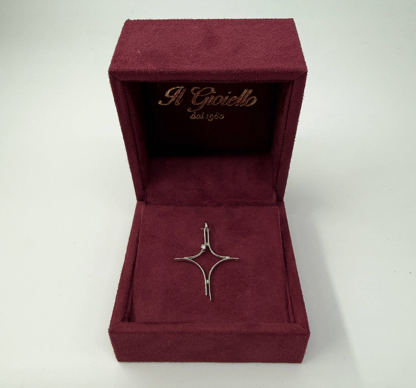 CIONDOLO ORO 18KT BIANCO CON DIAMANTE
