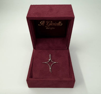 CIONDOLO ORO 18KT BIANCO CON DIAMANTE