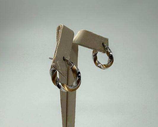 COPPIA DI ORECCHINI ORO 18KT BICOLOR