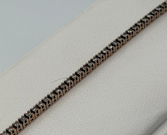 BRACCIALE TENNIS 18 KT ROSA CON DIAMANTI BROWN