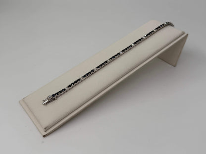 BRACCIALE TENNIS 18 KT BIANCO CON DIAMANTI E ZAFFIRI