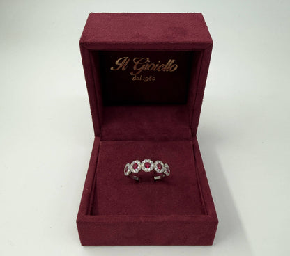 ANELLO IN ORO 18KT BIANCO CON DIAMANTI E RUBINI