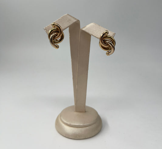 COPPIA DI ORECCHINI ORO 18KT TRICOLOR