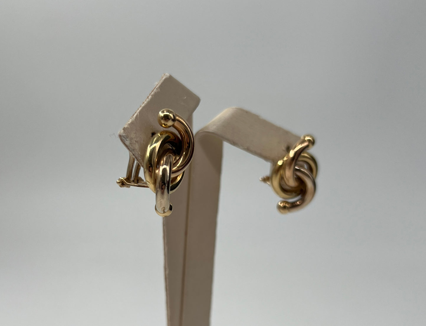 COPPIA DI ORECCHINI ORO 18KT TRICOLOR