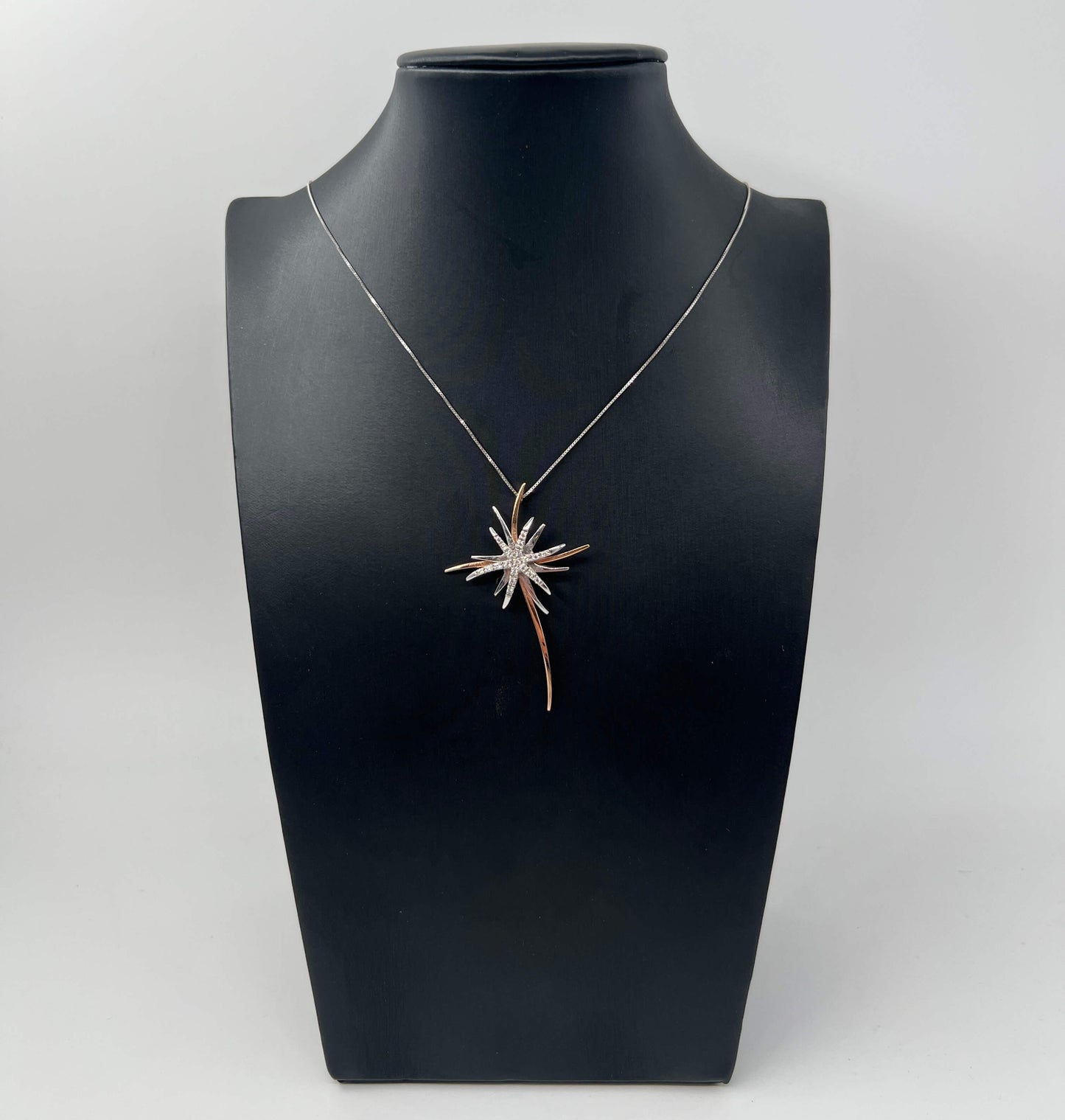 COLLANA ORO 18KT BIANCA CON CIONDOLO BICOLOR