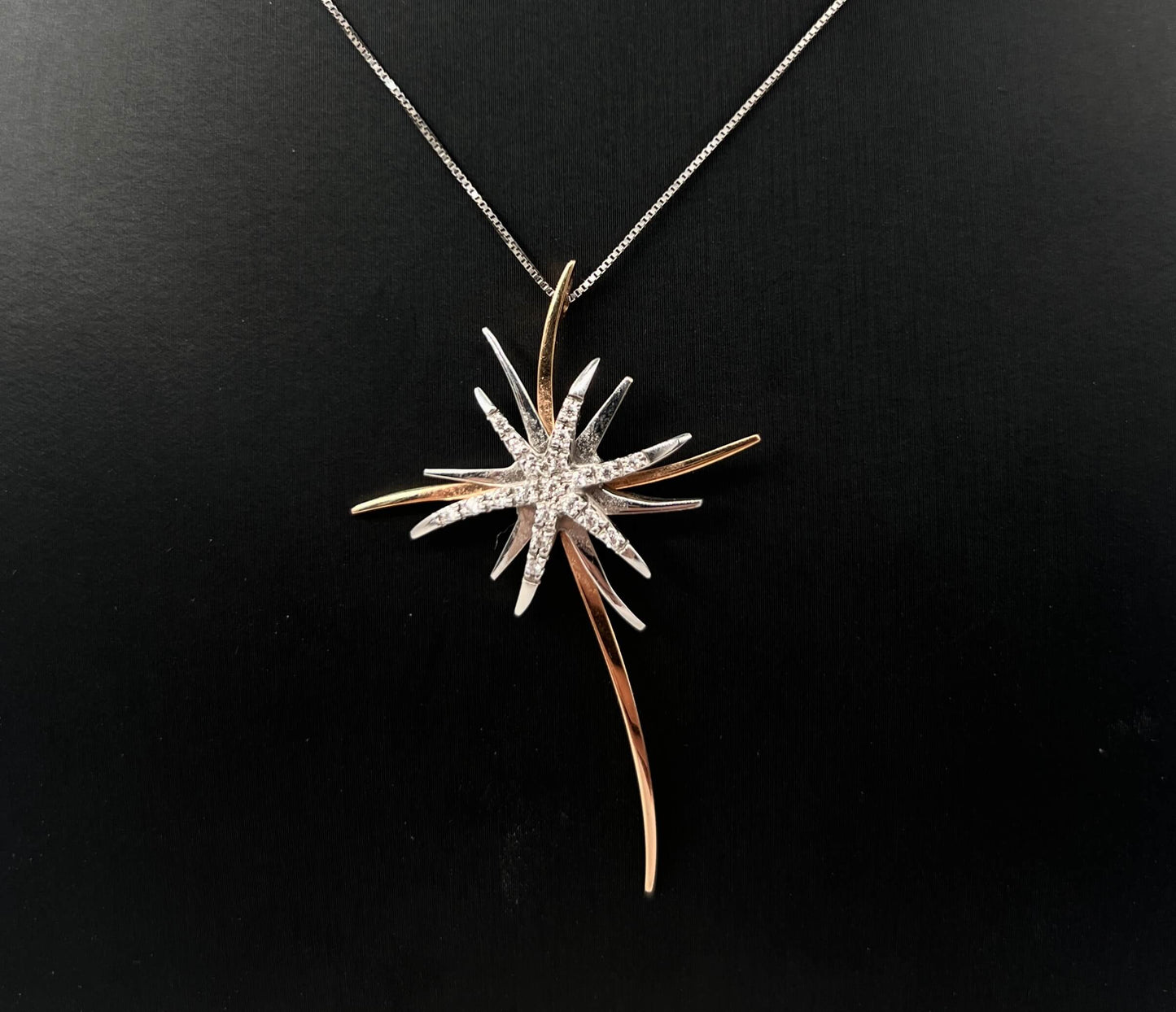 COLLANA ORO 18KT BIANCA CON CIONDOLO BICOLOR