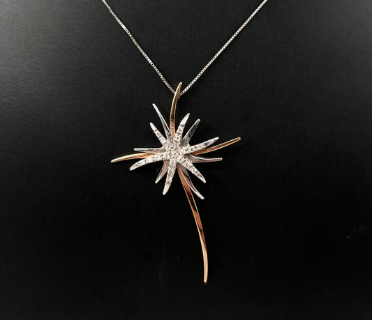 COLLANA ORO 18KT BIANCA CON CIONDOLO BICOLOR