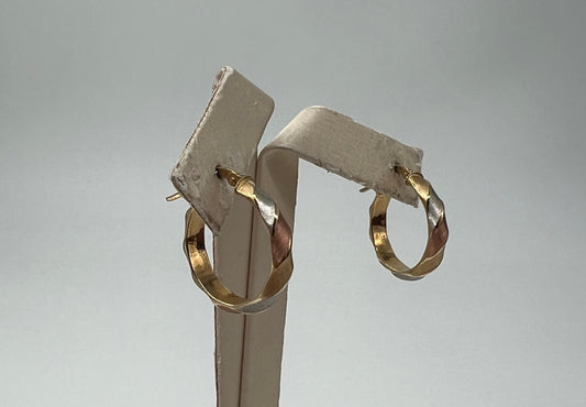 COPPIA DI ORECCHINI ORO 18KT TRICOLOR