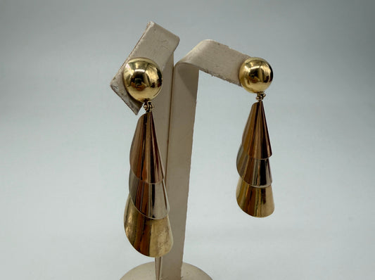 COPPIA DI ORECCHINI ORO 18KT TRICOLOR