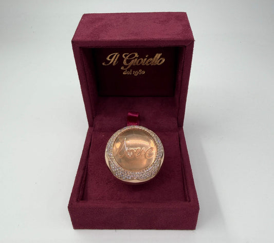 ANELLO IN ORO 18KT ROSA CON DIAMANTI E QUARZO
