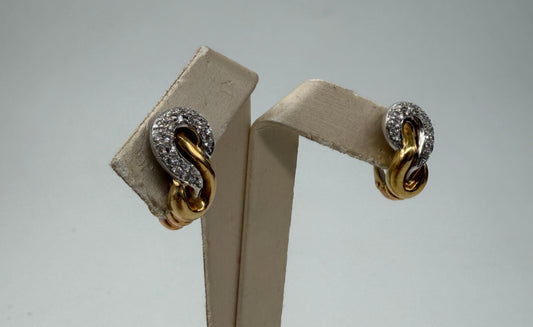 COPPIA DI ORECCHINI ORO 18KT BICOLOR CON DIAMANTI