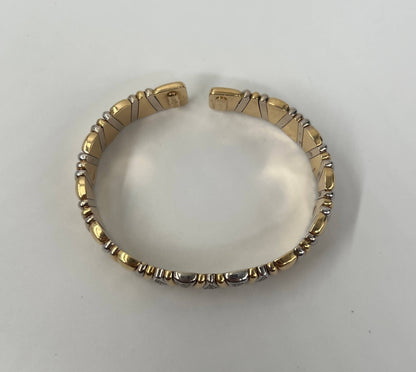 BRACCIALE RIGIDO 18 KT GIALLO E BIANCO E DIAMANTI