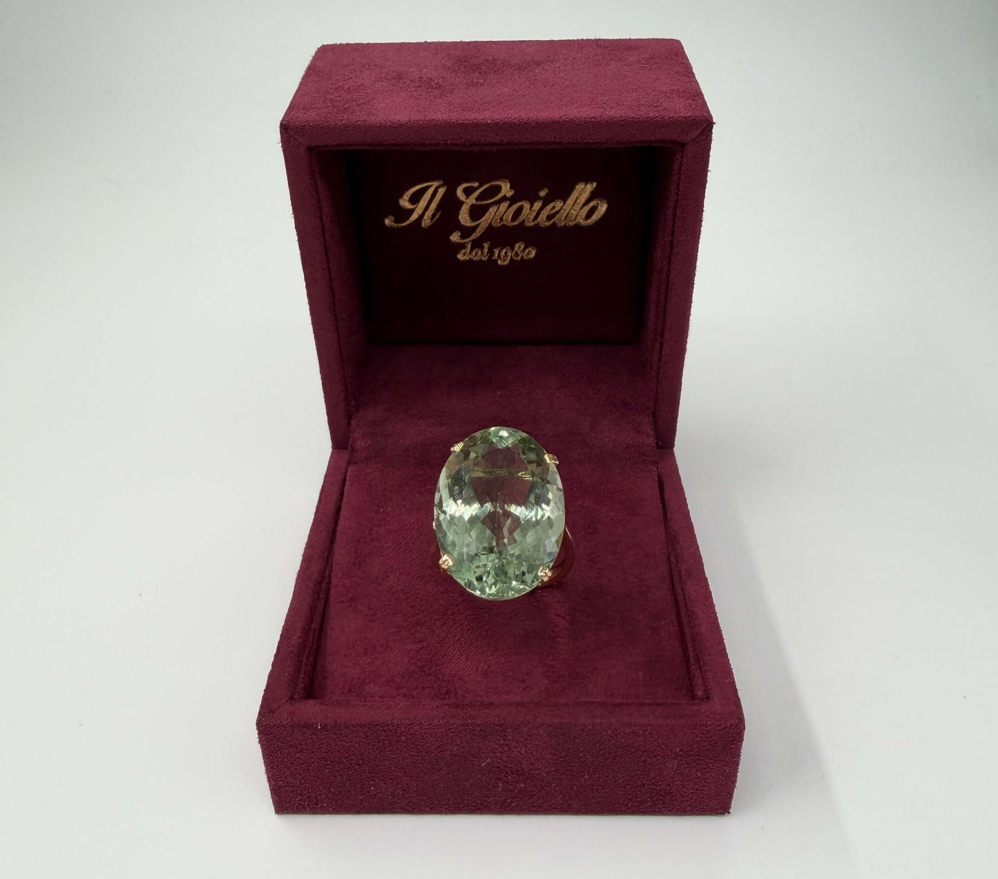 ANELLO IN ORO 18KT GIALLO CON PRASIOLITE