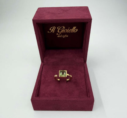ANELLO IN ORO 18KT GIALLO CON TORMALINA E DIAMANTE