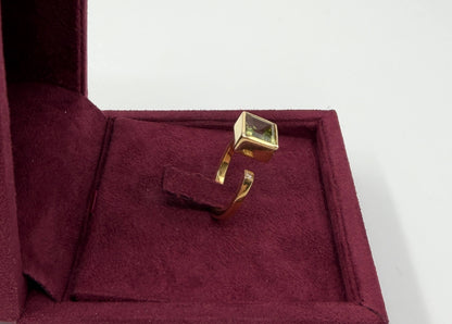 ANELLO IN ORO 18KT GIALLO CON TORMALINA E DIAMANTE
