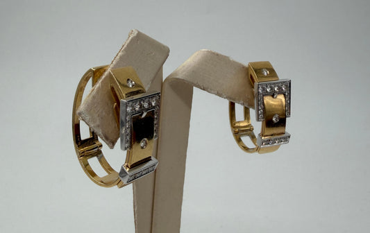 COPPIA DI ORECCHINI ORO 18KT BICOLOR CON DIAMANTI