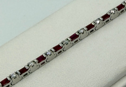 BRACCIALE TENNIS 18KT CON DIAMANTI E RUBINI