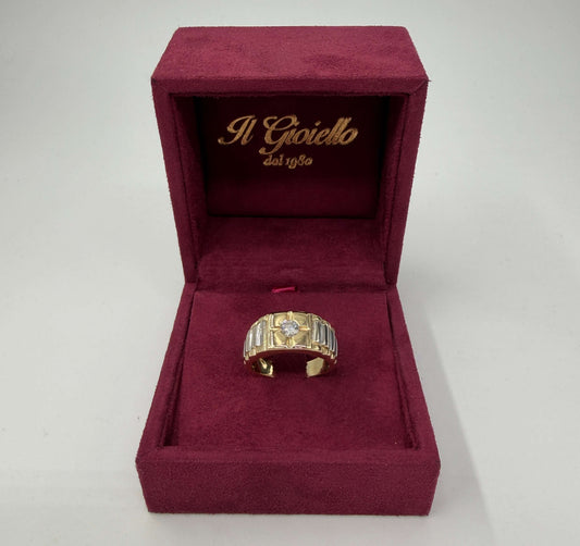 ANELLO IN ORO 18KT BICOLOR CON DIAMANTE