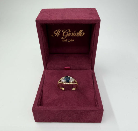 ANELLO IN ORO 18KT BICOLOR CON DIAMANTI E ZAFFIRO