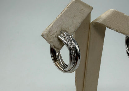 COPPIA DI ORECCHINI ORO 18KT BIANCO CON DIAMANTI