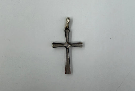 CIONDOLO ORO 18KT BIANCO CON DIAMANTE