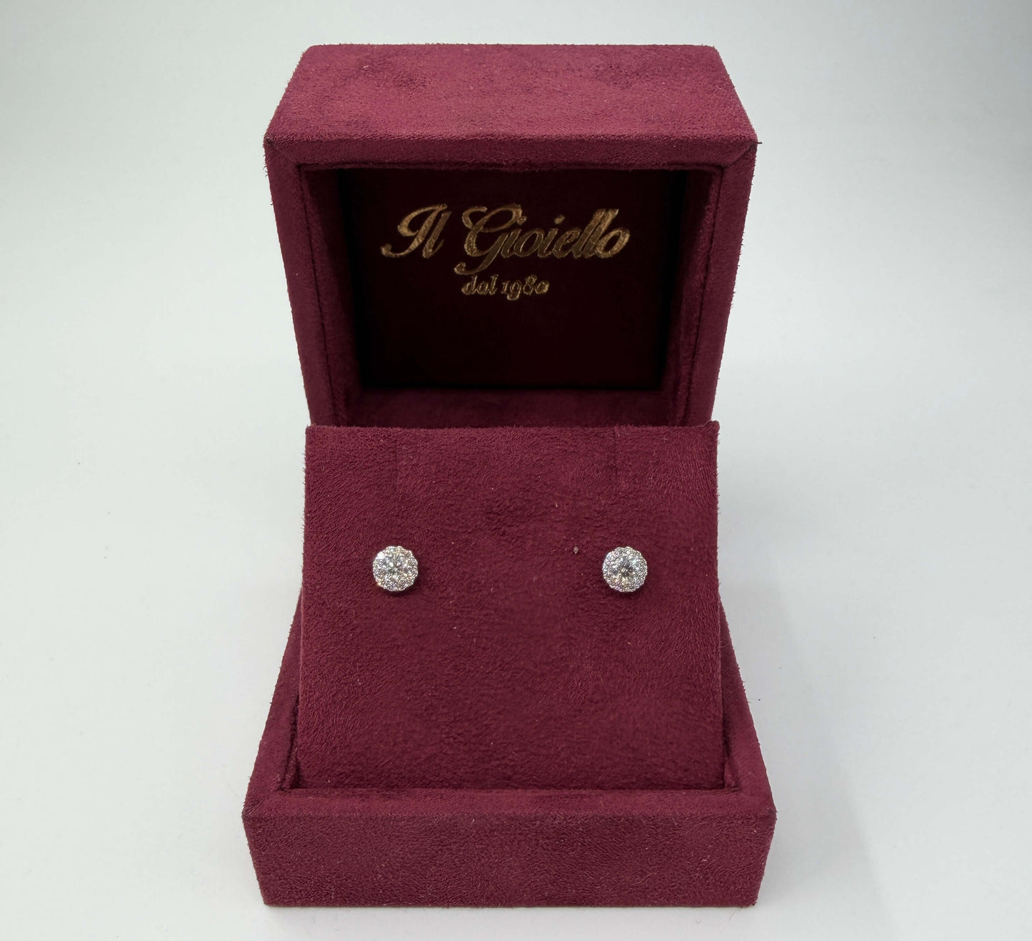 COPPIA DI ORECCHINI ORO 18KT BIANCO CON DIAMANTI