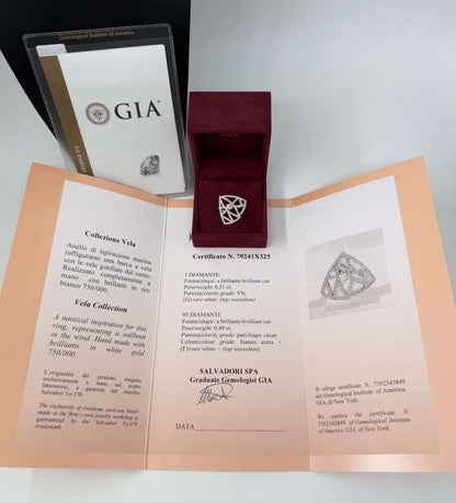 ANELLO IN ORO 18KT BIANCO CON DIAMANTI NATURALI CERTIFICATI