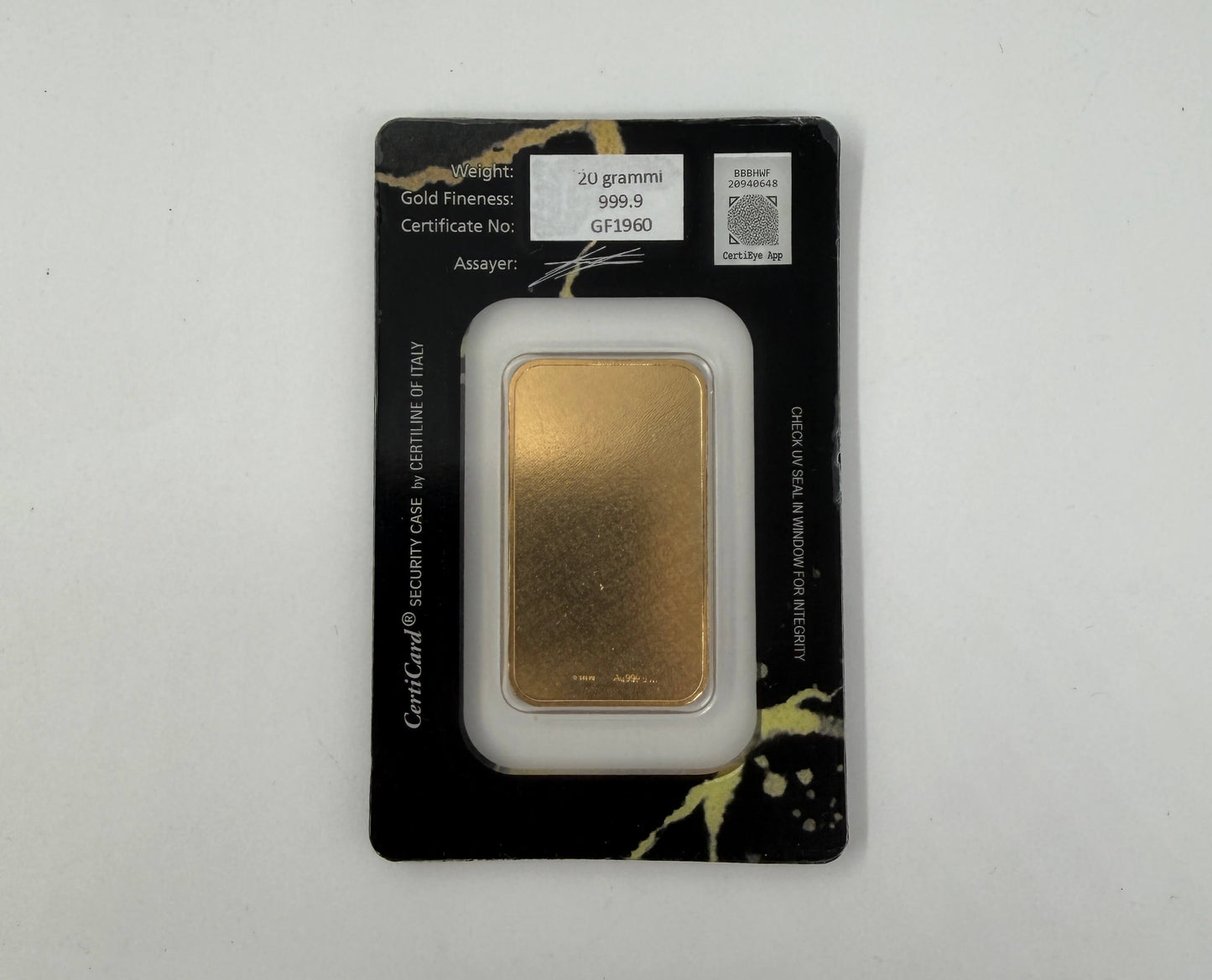 Lingotto 20gr - Oro 24kt (999,9‰)