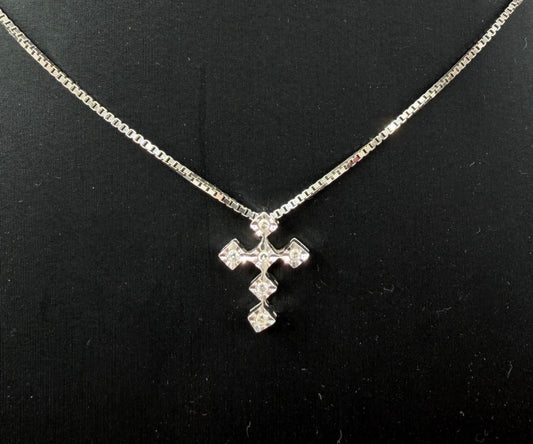 COLLANA ORO 18KT BIANCA CON DIAMANTI