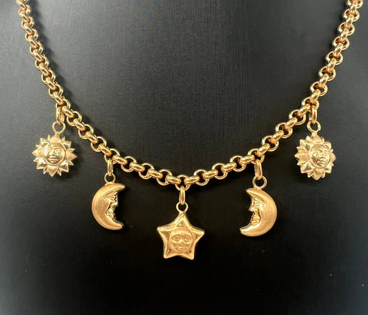 COLLANA ORO 18KT GIALLO CON CIONDOLI