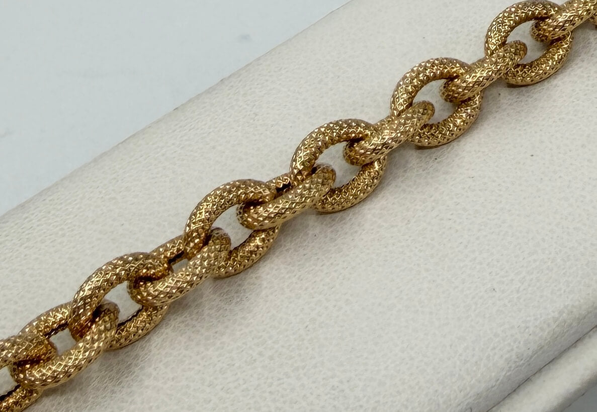 BRACCIALE ORO 18KT BICOLOR ovali zigrinati 15.09G