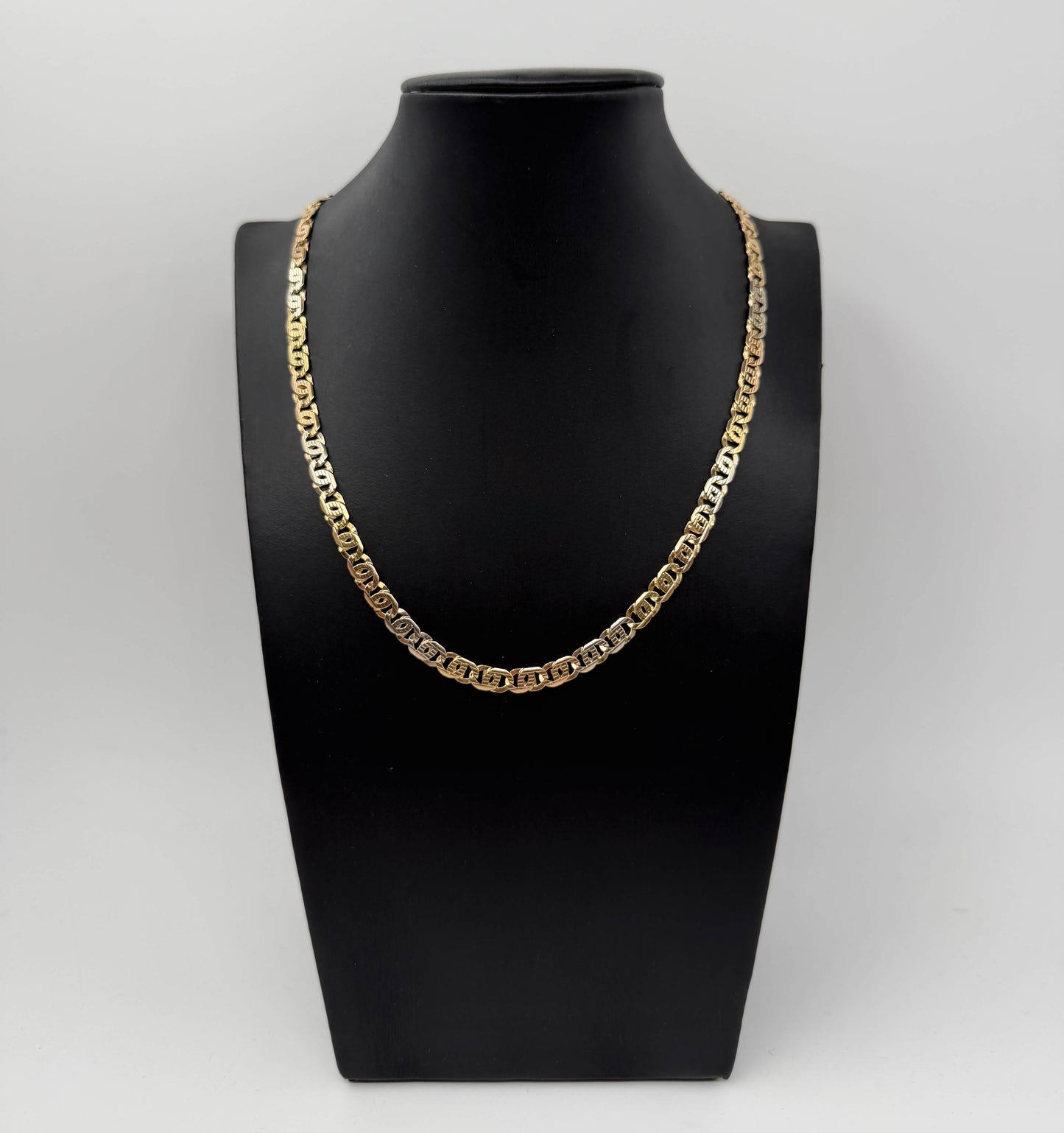 COLLANA ORO 18KT BICOLOR infiniti piatti rigati 33.58G