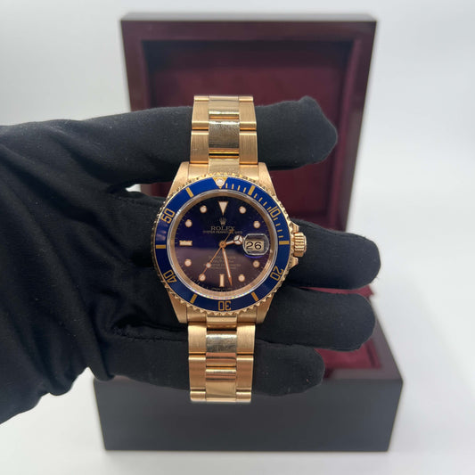 ROLEX SUBMARINER ORO QUADRANTE BLU VIRATO - FULL SET