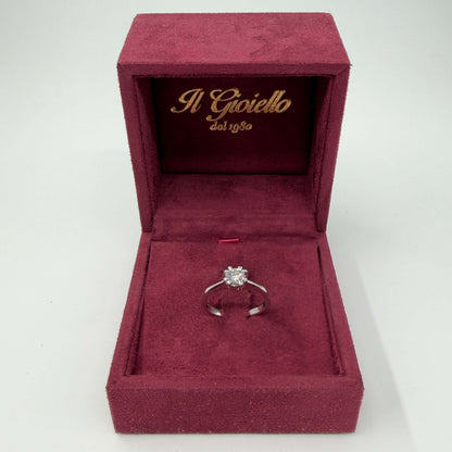 ANELLO ORO 18KT BIANCO solitario 8 punte CON DIAMANTE NATURALE VS/G 0.45ct - 3.60 gr
