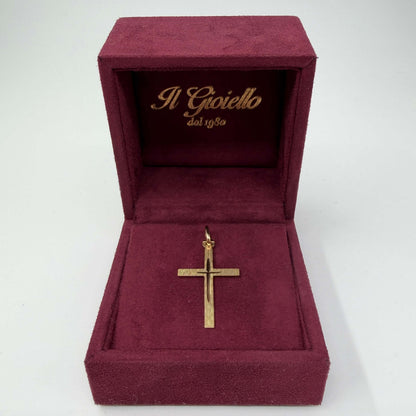 CIONDOLO ORO 18KT GIALLO croce satinata 1.65 gr