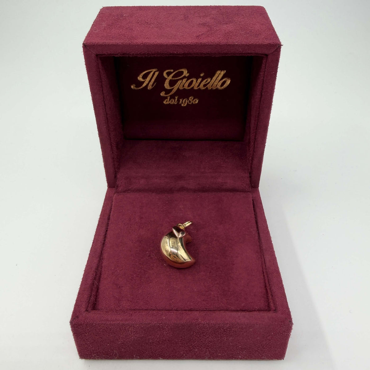 CIONDOLO ORO 18KT BICOLOR mezza luna con cuore 2.37 gr