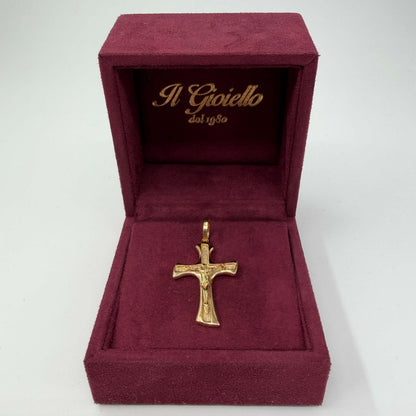 CIONDOLO ORO 18KT GIALLO croce con corpo in rilievo 4.11 gr